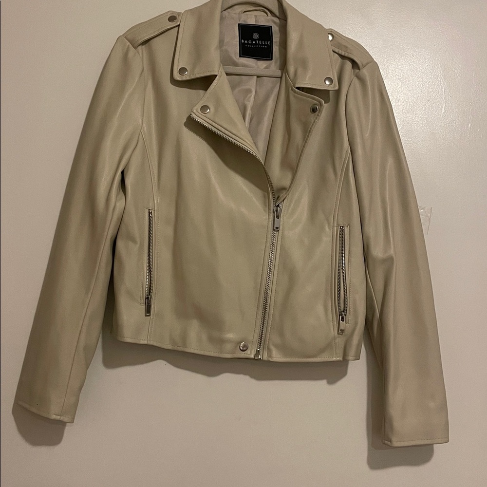 Bagatelle Men's Cream Leather Jacket